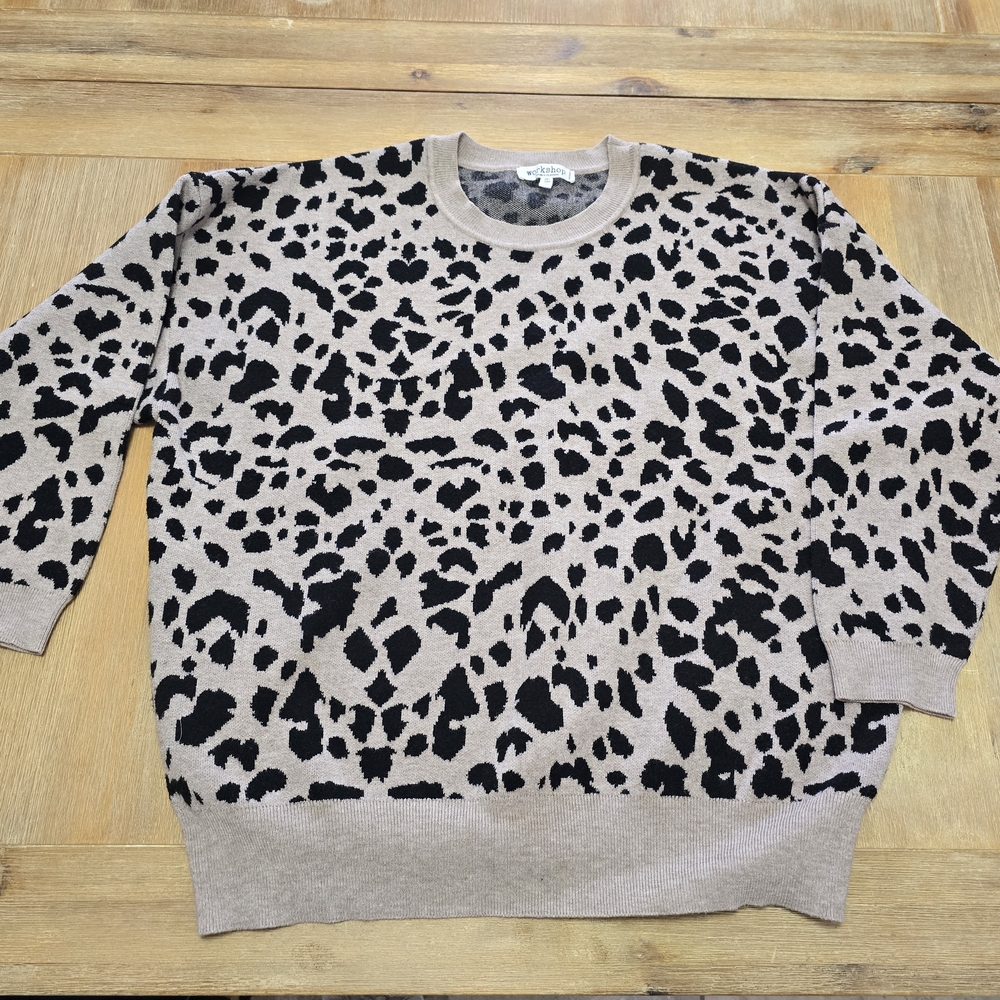 Workshop Republic Clothing Women's Black and Tan Crewneck Sweater